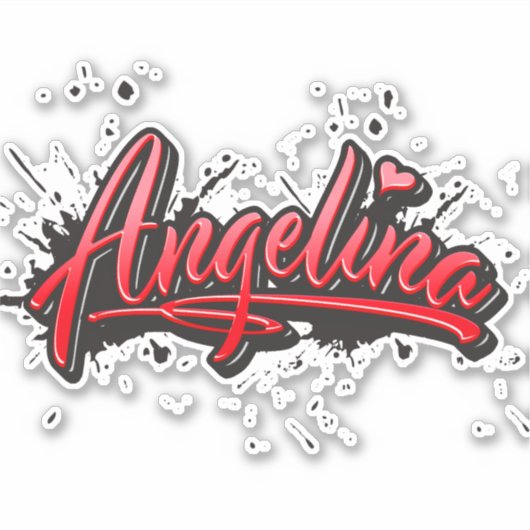 Angelina red Heart Graffiti Aufkleber Sticker シール (正面)