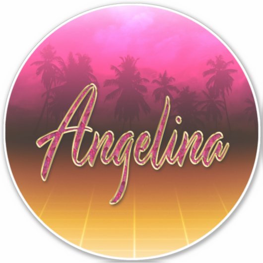 Angelina Vorname Name pink Aufkleber Sticker シール (正面)