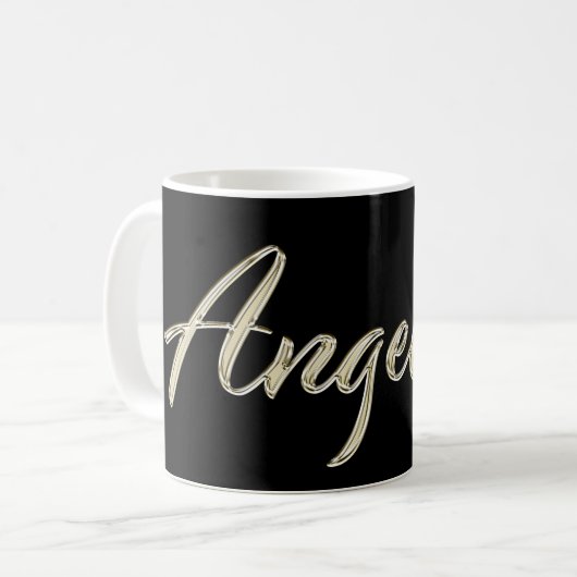 Angelina white gold Handwriting Tasse Kaffeetasse コーヒーマグカップ (正面左)