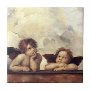 ANGELS /翼のあるチャルブ、雲、ラファエロSanzio タイル