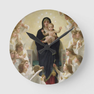 Angels 1900年が付いているヴァージン(キャンバスの油) ラウンド壁時計