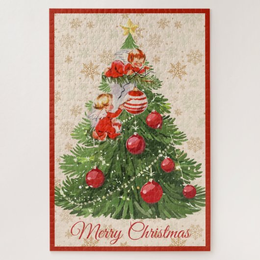 Angels Decorating the Christmas Tree ジグソーパズル (縦)