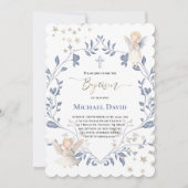 angels frame Baptism baby boy 招待状 (正面)