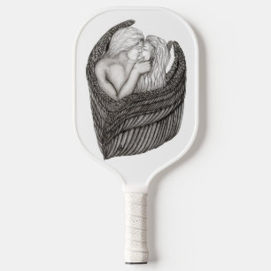 Angels Kissing , black and white Design ピックルボールラケット