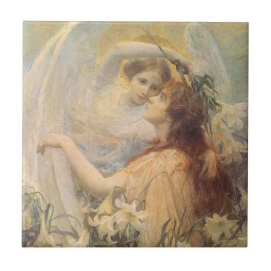 Angel's Message by George Swinstead,ヴィンテージ・アート タイル (正面)