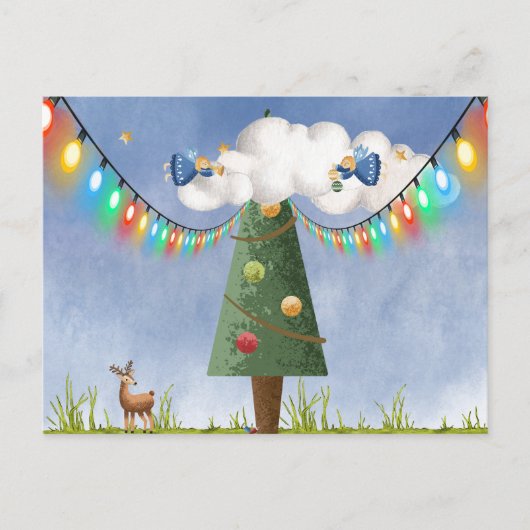 Angels on High Treeカスタマイズ飾可能な文字 シーズンポストカード (正面)