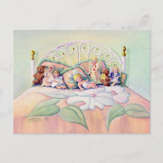 ANGELS ON MY BED BY SHARON SHARPE ポストカード (正面)