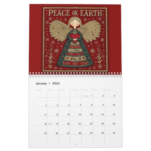 Angels –  Peace on Earth 2026 カレンダー (1月 2026)