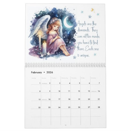 Angels & Sayings 2026 カレンダー (2月 2026)