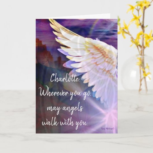 Angels With You Angel Name Folded Blank Greeting カード (黄色い花)