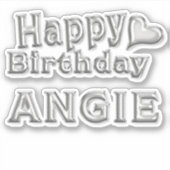 Angie Happy Birthday silver Aufkleber Sticker シール (正面)