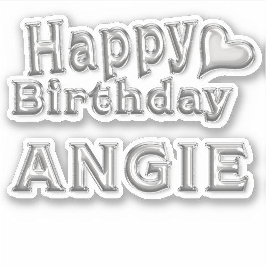 Angie Happy Birthday silver Aufkleber Sticker シール (正面)