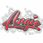 Angie red Heart Graffiti Aufkleber Sticker シール (正面)
