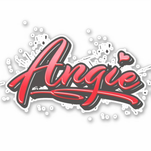 Angie red Heart Graffiti Aufkleber Sticker シール (正面)