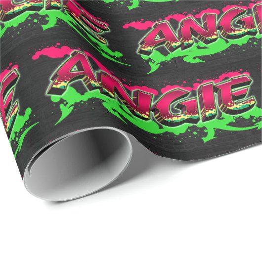 Angie Vorname Name Graffiti red green ラッピングペーパー (ロールコーナー)