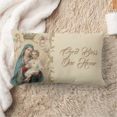 Angileris聖母マリアのベビーのイエス・キリストの金ゴールドの装飾 ランバークッション (ブランケット)