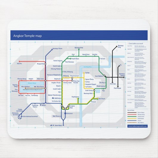 Angkorの寺院の地図のマウスのマット マウスパッド (正面)