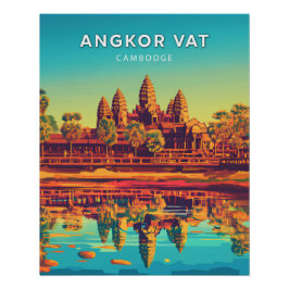 Angkor Vat, Cambodge, Poster style rétro-chic ポスター