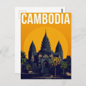 Angkor Wat Cambodia Retro ポストカード (正面/裏面)