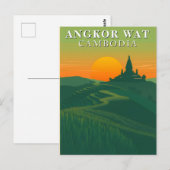 Angkor Wat Cambodia Travel Rice Fields and Temple ポストカード (正面/裏面)