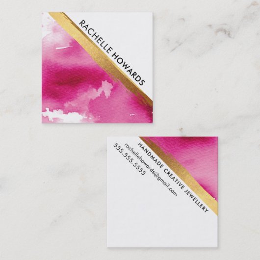 ANGLEピモダンンミニマルクウォーター色金ゴールドブラシ スクエア名刺 (正面/裏面)