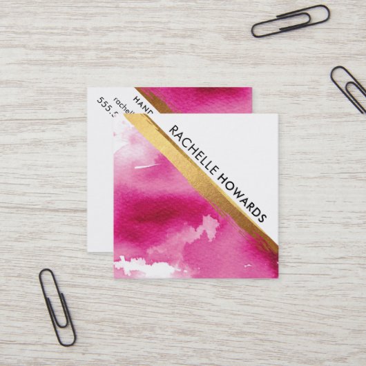 ANGLEピモダンンミニマルクウォーター色金ゴールドブラシ スクエア名刺 (正面/裏面インサイチュ)