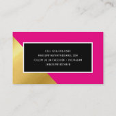 ANGLEモダン金ゴールドコーナー熱ピンク 名刺 (裏面)
