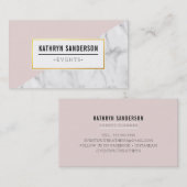 ANGLEモダン金ゴールドロはっきりしたゴ赤面ピンク灰色の大理石 名刺 (正面/裏面)