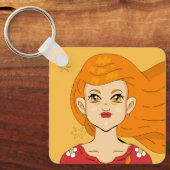 Angle Number One Heart Long Blonde Hair Princess キーホルダー (正面)