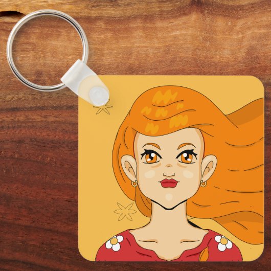 Angle Number One Heart Long Blonde Hair Princess キーホルダー (正面)