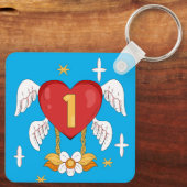 Angle Number One Heart Long Blonde Hair Princess キーホルダー (裏面)