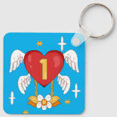 Angle Number One Heart Long Blonde Hair Princess キーホルダー (裏面)