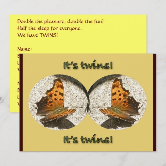 Angle Wing Comma Butterfly It's Twins Announcement 案内状 (正面/裏面)