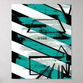Angled Stripes with Teal Brush Textures ポスター (正面)