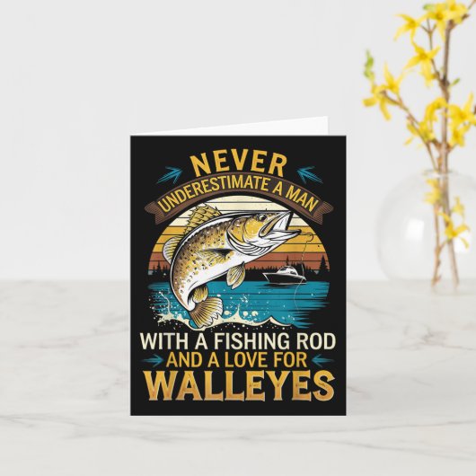Angler Fisherman Never Underestimate A Man Walleye カード (黄色い花)