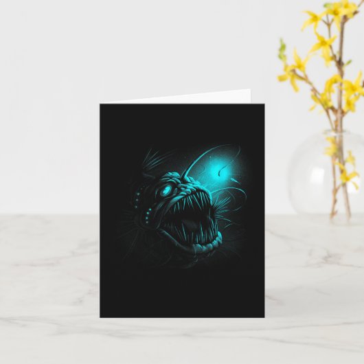 Anglerfish Deep Sea Creatures Angler Fish Ocean Se カード (黄色い花)