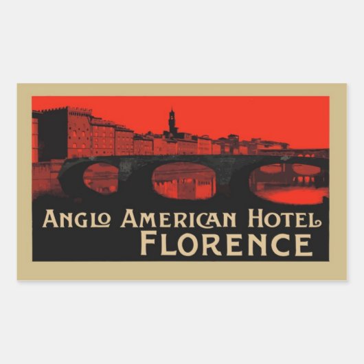Anglo American Hotel (Florence) 長方形シール (正面)