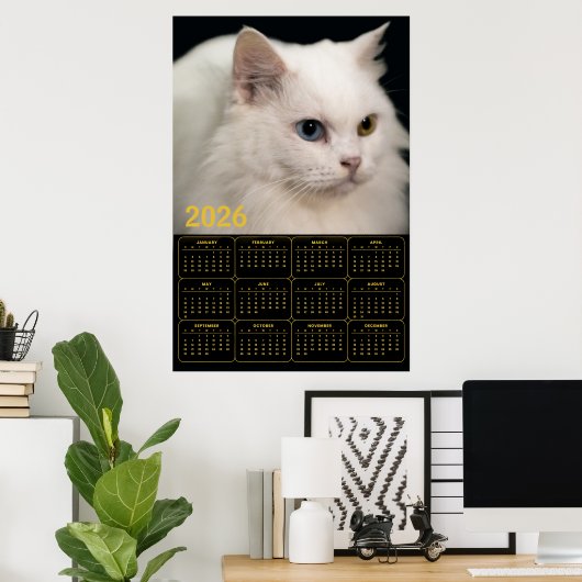 Angora Cat with Heterochromia – 2026 Calendar  ポスター (ホームオフィス)