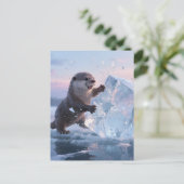 Angry Adorable otter breaking an ice block  ポストカード (スタンド正面)
