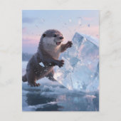 Angry Adorable otter breaking an ice block  ポストカード (正面)