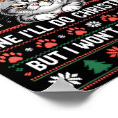 Angry Antler Cat Funny Xmas Ugly Sweater Long Slee ポスター (角)