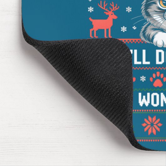 Angry Antler Cat Funny Xmas Ugly Sweater Long Slee マウスパッド (コーナー)