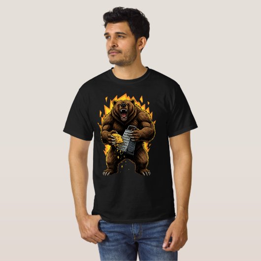 Angry Bear Grating Cheese Grater Hater Tシャツ (正面フル)