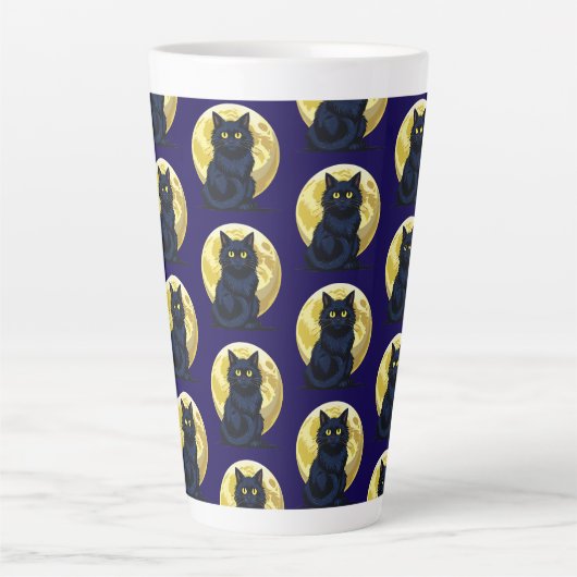 Angry black cat カフェラテマグ (正面)