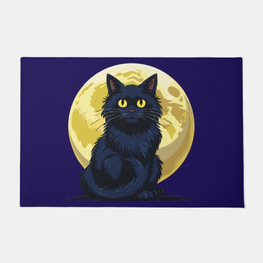 Angry black cat ドアマット (正面)