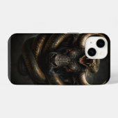 Angry Bull and Snake Shield - iPhone 14 Case iPhoneケース (裏面横)