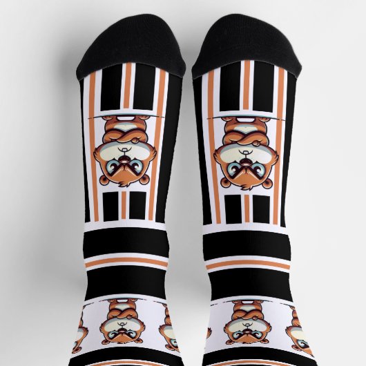 Angry Cartoon Bull Crew Socks ソックス (上部)
