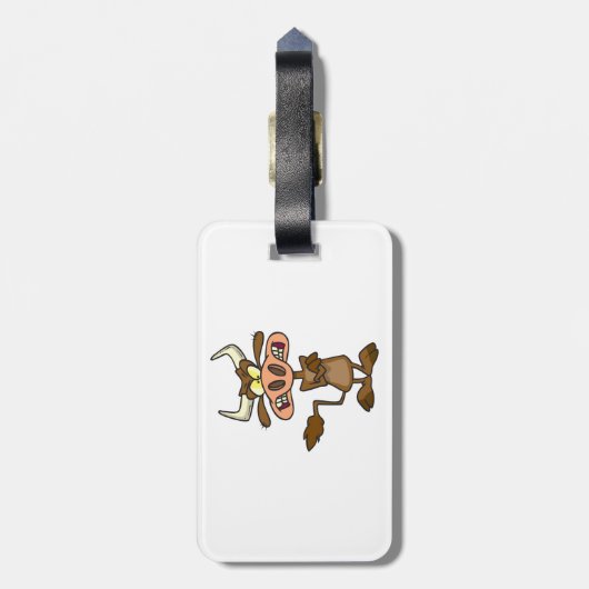 Angry Cartoon Bull Funny Grumpy ラゲッジタグ (裏面縦)