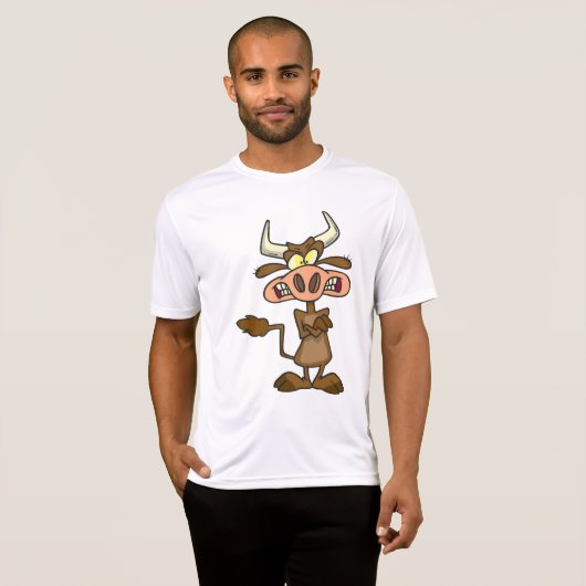Angry Cartoon Bull Funny Grumpy Tシャツ (正面フル)