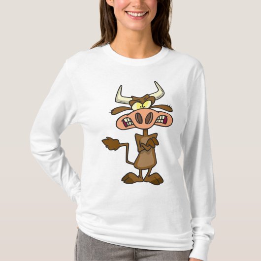 Angry Cartoon Bull Funny Grumpy Tシャツ (正面)